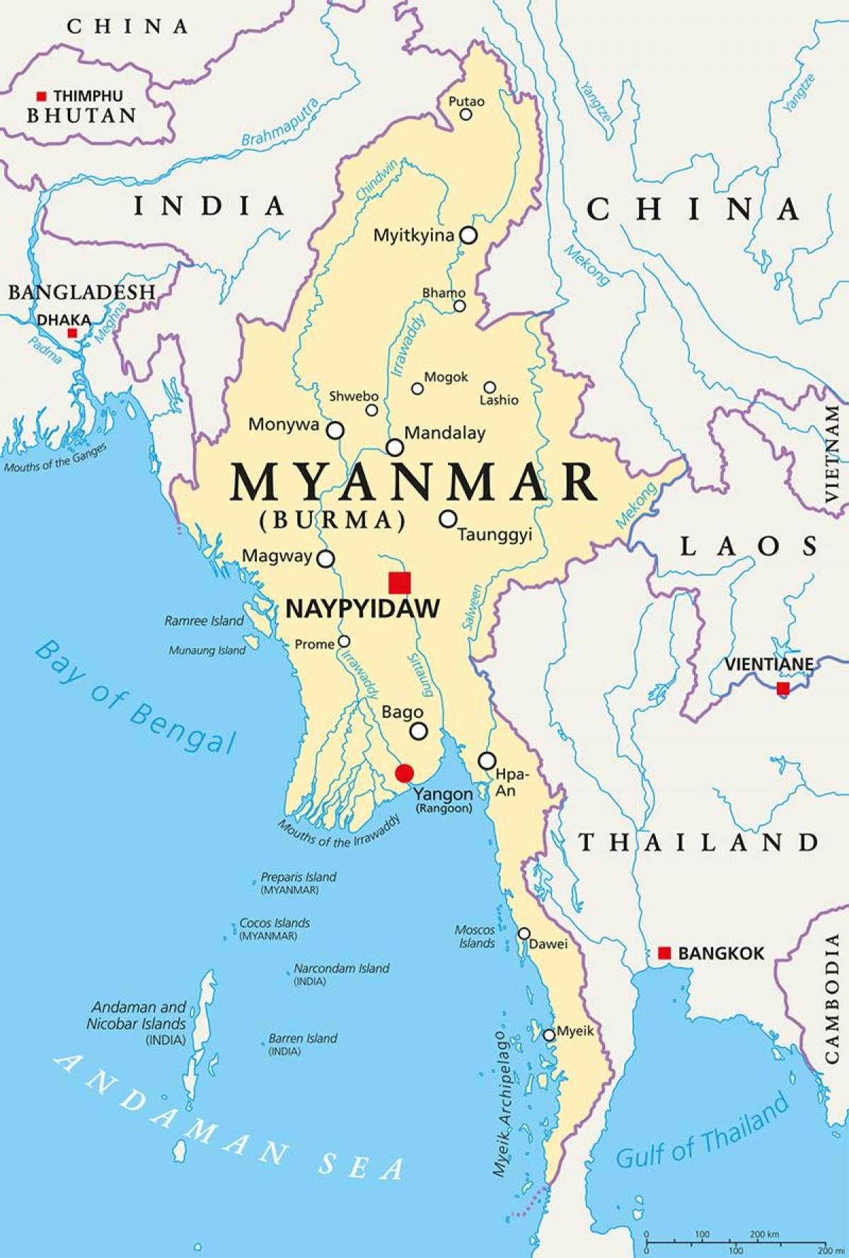Myanmarin maa kartta
