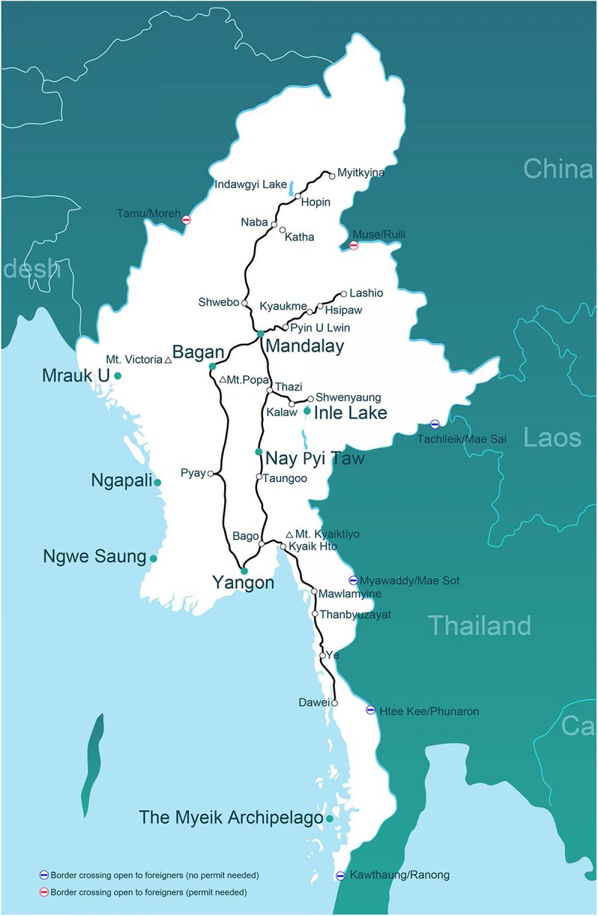Myanmarin juna kartta