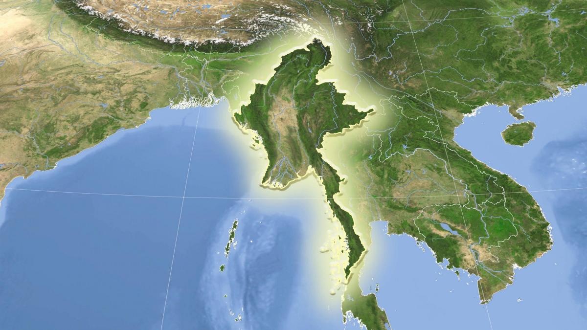 Myanmarin satelliitti kartta elää