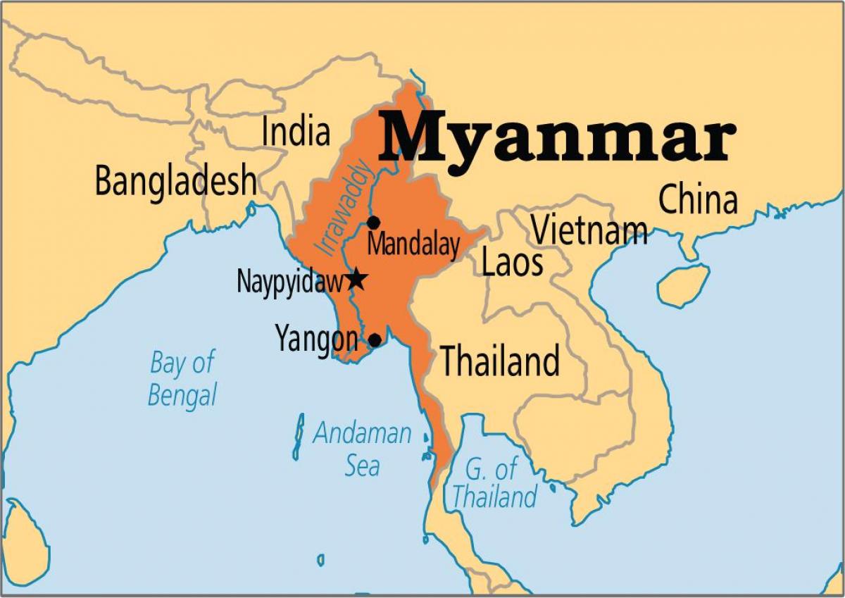 sijainti Myanmar vuonna maailman kartta