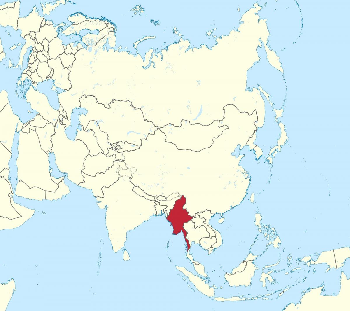 maailman kartta Myanmar Burma