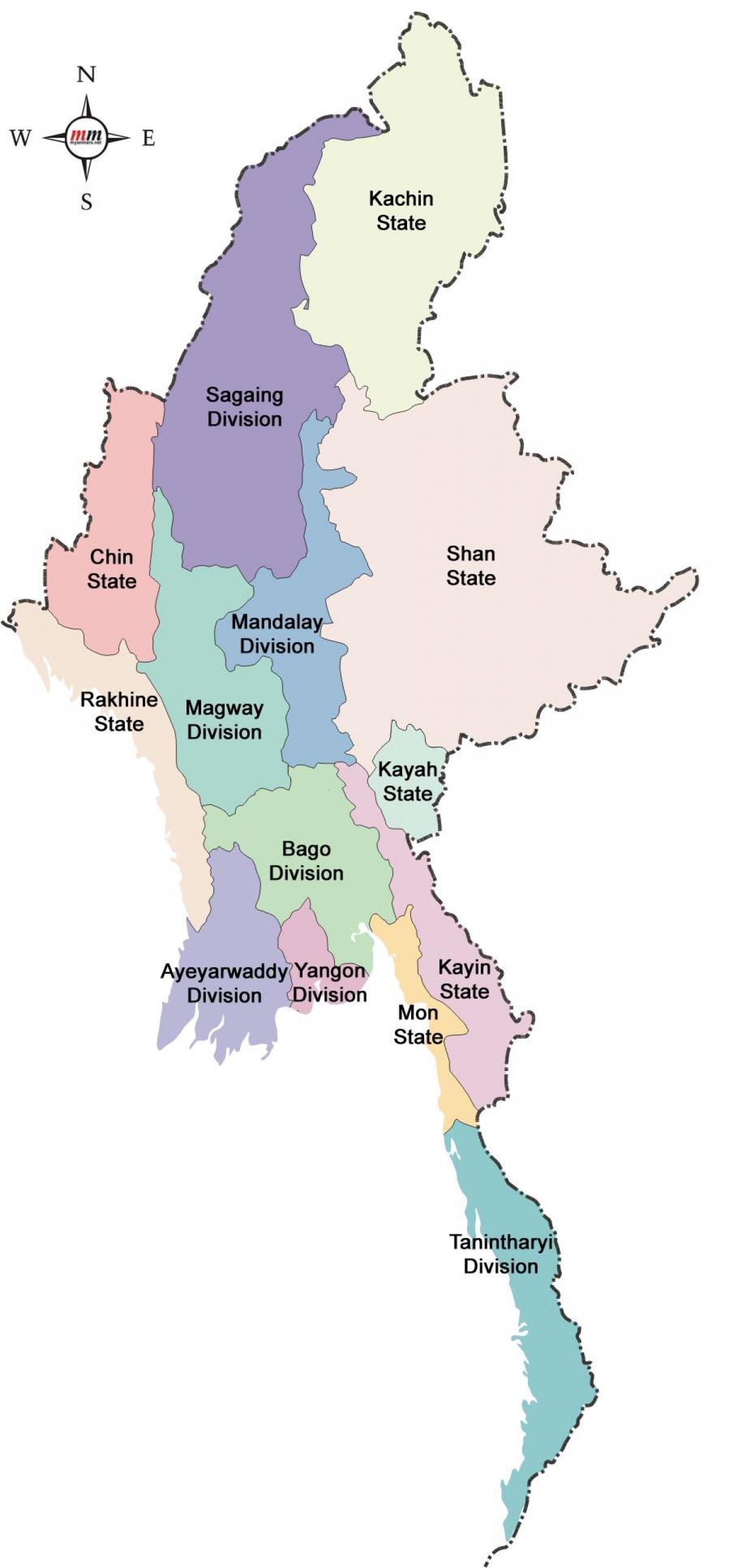 Myanmarin kartan ja toteaa,