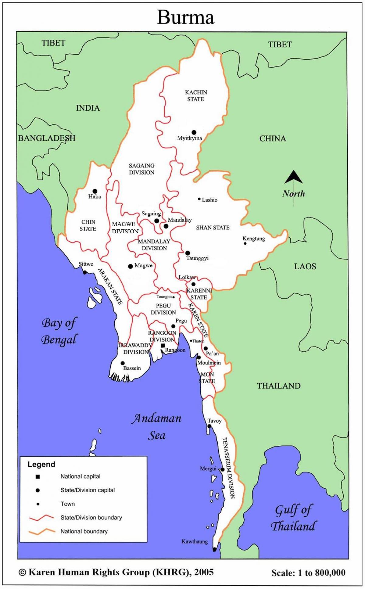 Myanmarin nähtävyydet kartta - Myanmar nähtävyydet kartta (Etelä-Itä-Aasia  - Aasia)