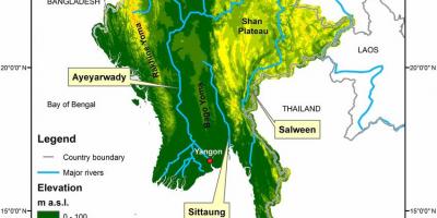 Myanmar - Burman kartta - Kartat Myanmar - Burman (Kaakkois-Aasia - Aasia)