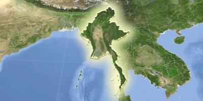 Myanmarin satelliitti kartta - Myanmar satelliitti kartta elää  (Kaakkois-Aasia - Aasia)